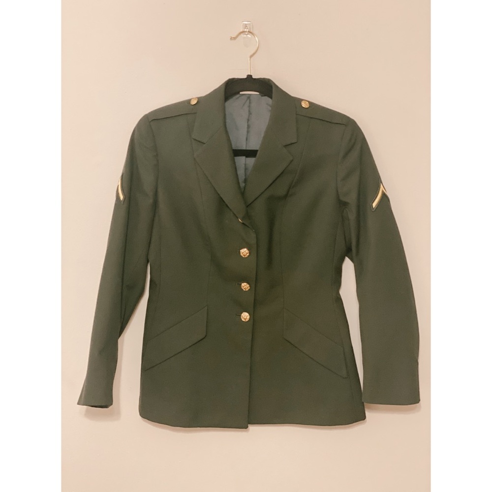 VINTAGE: Green Military Gold Button Blazer Jacket